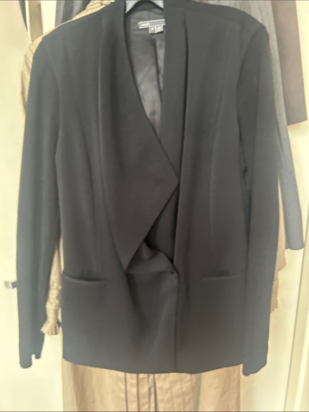 Vince Black Draped Asymmetrical Blazer Jacket